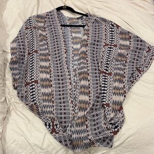 Boutique Geometric Open Kimono - Navy, Cream & Rust